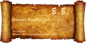 Beron Bogáta névjegykártya